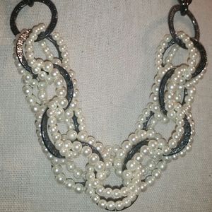 R. J. Graziano, Textured Gun Metal, Faux Pearl Nec